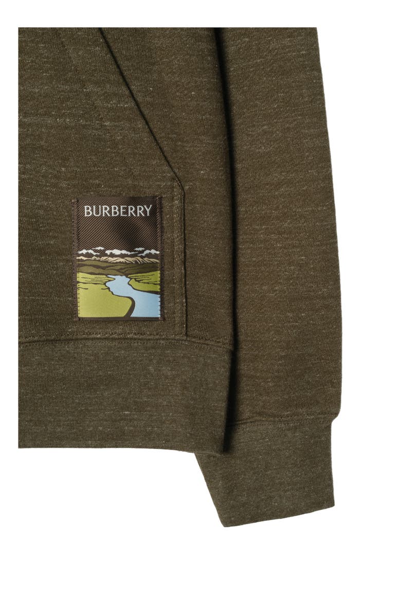 Landscape Label Cotton Hoodie, Alternate, color, Thorn green melange