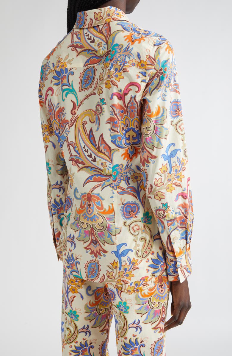 Etro Floral Paisley Stretch Poplin Button-Up Shirt, Alternate, color, Stampa F.do Bianco