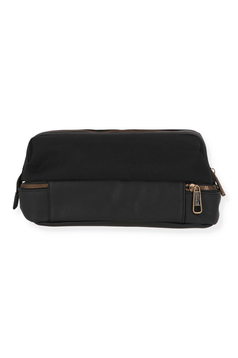 Faux Leather Toiletry Bag, Alternate, color, BLACK