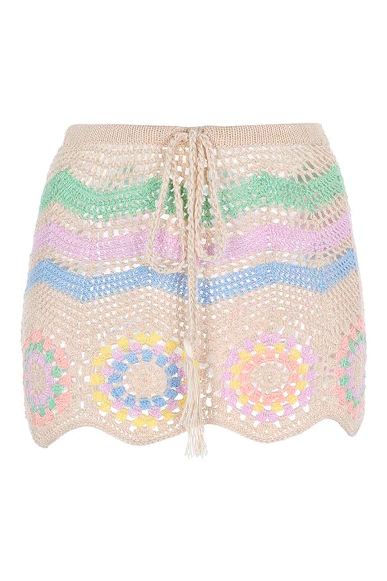 Vivi Crochet Cover-Up Miniskirt, Alternate, color, NATURAL MULTI