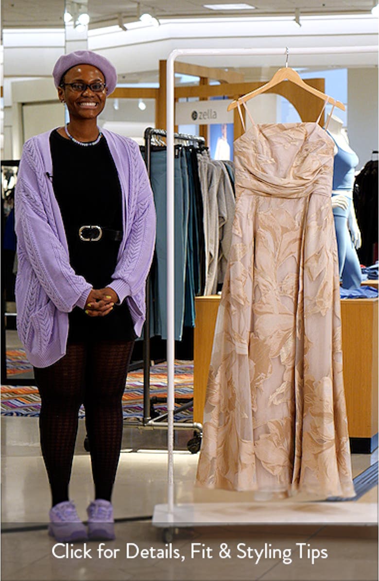 Floral Jacquard Strapless Gown, sales video thumbnail