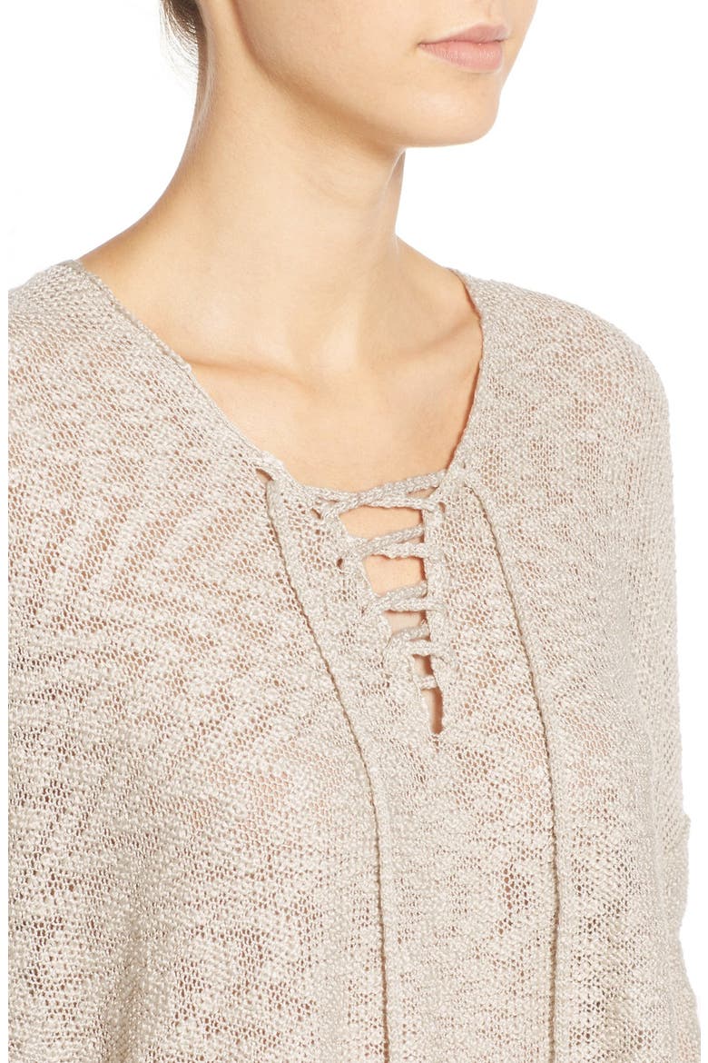 Lace-Up Pullover, Alternate, color, OATMEAL