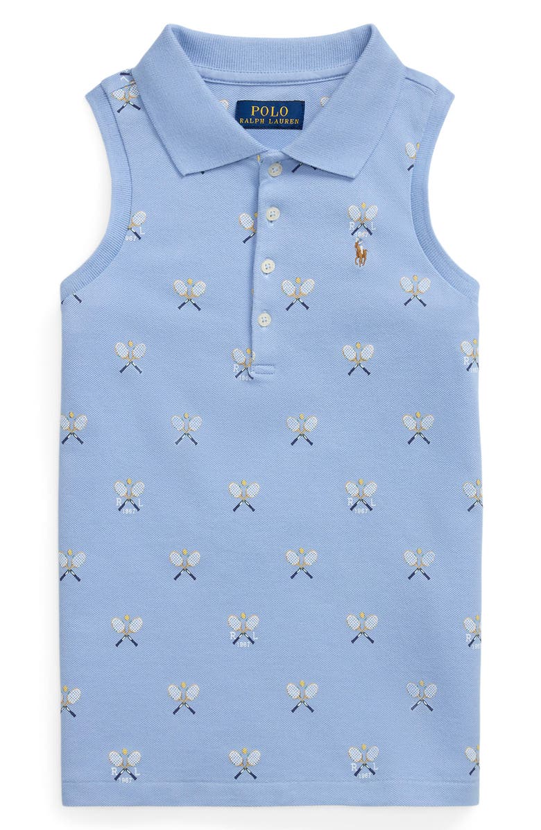 Polo Ralph Lauren Kids' Racquet Print Sleeveless Stretch Cotton Piqué Polo, Main, color, Mini Tennis