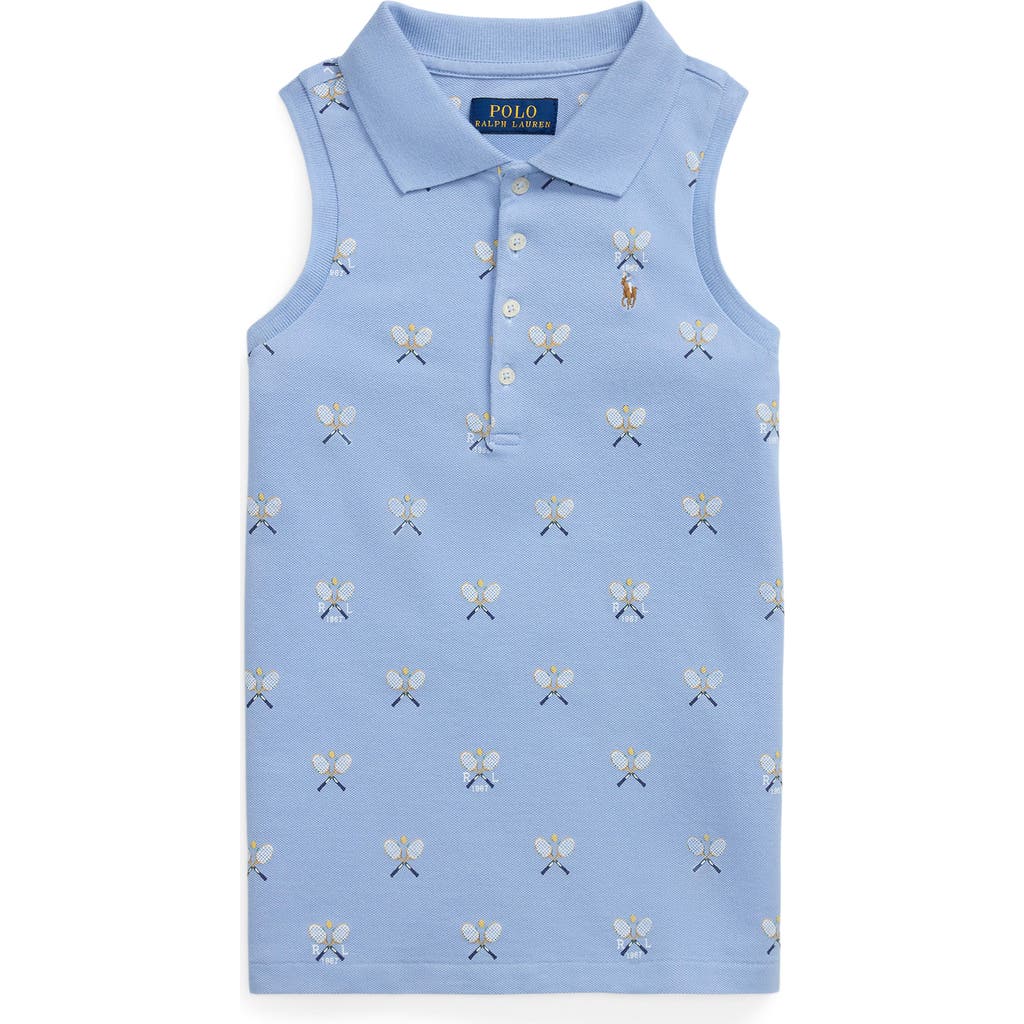 Polo Ralph Lauren Kids' Racquet Print Sleeveless Cotton Piqué Polo