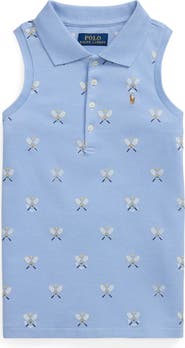 Polo Ralph Lauren Kids' Racquet Print Sleeveless Stretch Cotton Piqué Polo