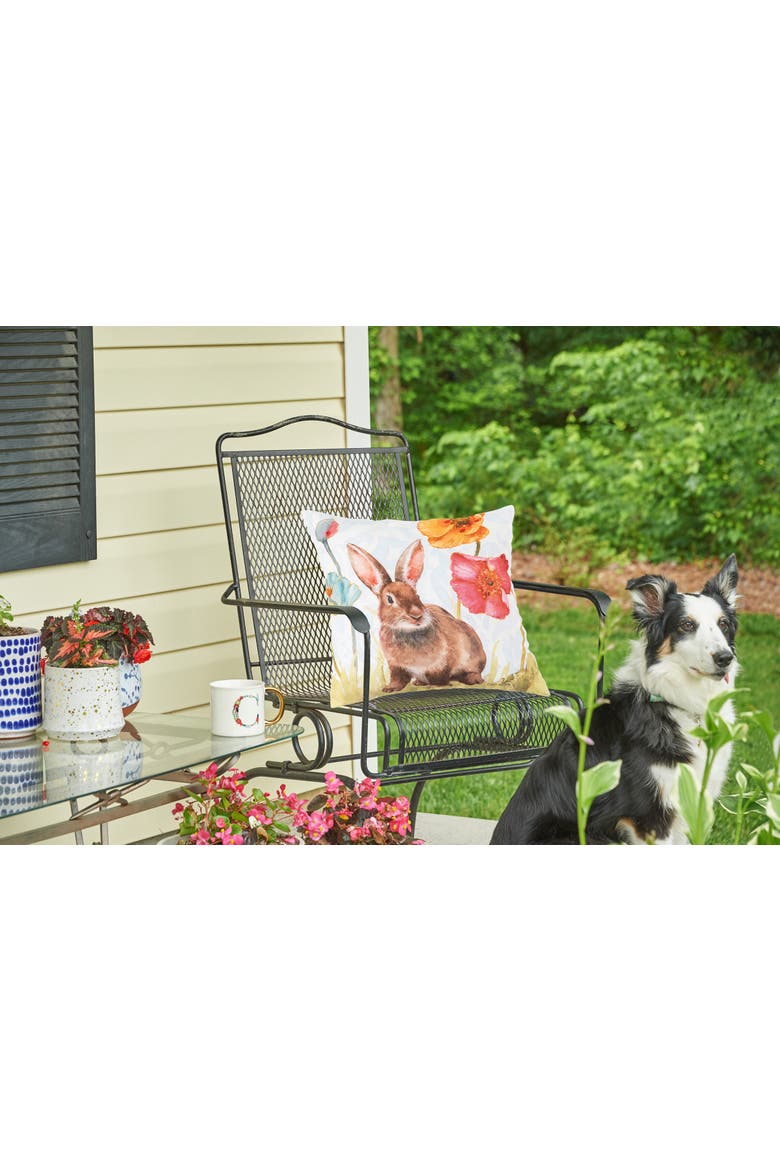 Sitting Easter Bunny Indoor/Outdoor Accent Throw Pillow 18" x 18", Alternate, color, Green