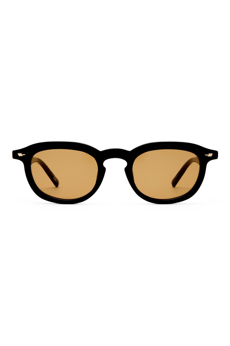 Heart Throb 50mm Round Sunglasses, Main, color, BLACK / LIGHT BROWN MONO