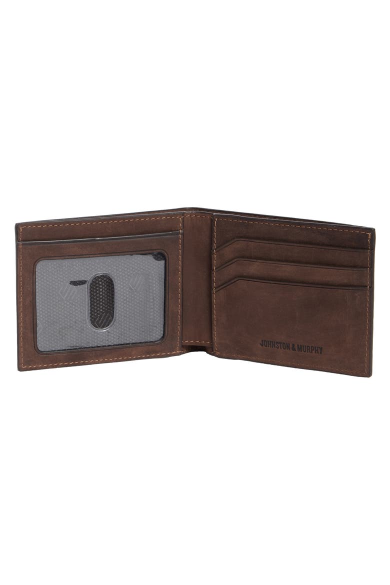 Oil Tanned Leather Perforated Billfold Wallet, Alternate, color, TAN