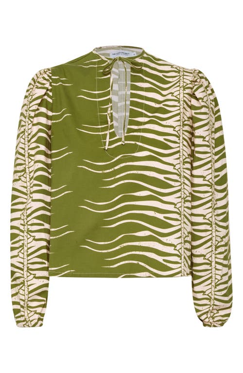 The Lulo Project Tulum Snakeskin Print Cotton Top In Green