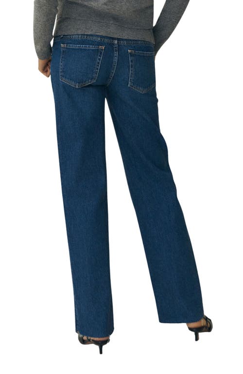 Shop Mango Over The Bump Raw Hem Wide Leg Maternity Jeans In Medium Blue