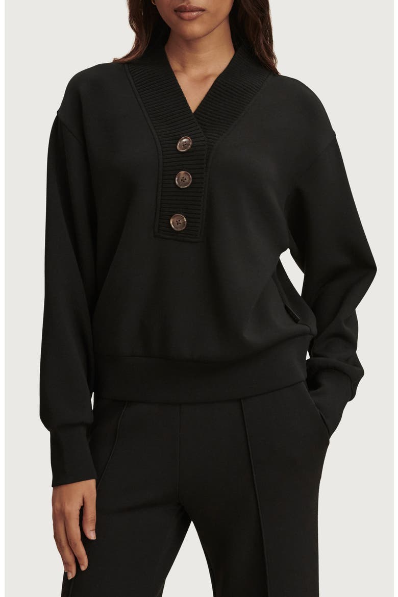 Lucine Half Placket Sweatshirt, Main, color, BLACK