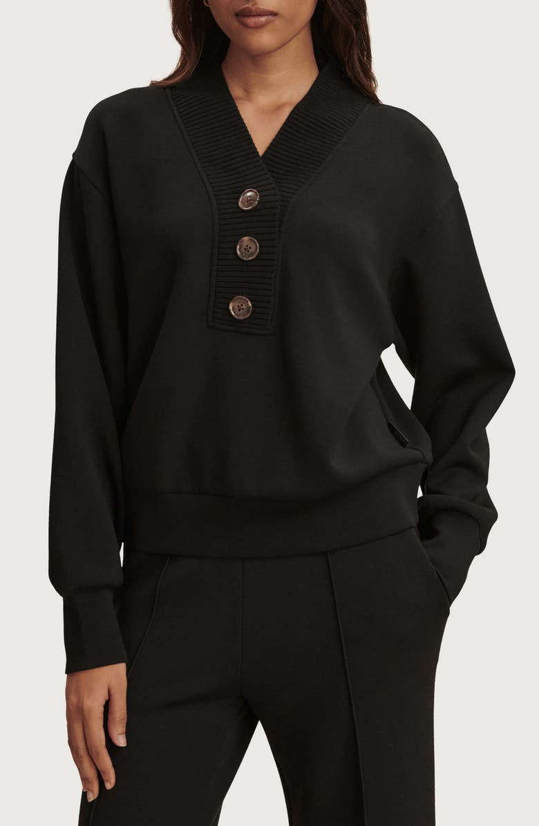 Varley Lucine Half Placket Sweatshirt, Main, color, Black