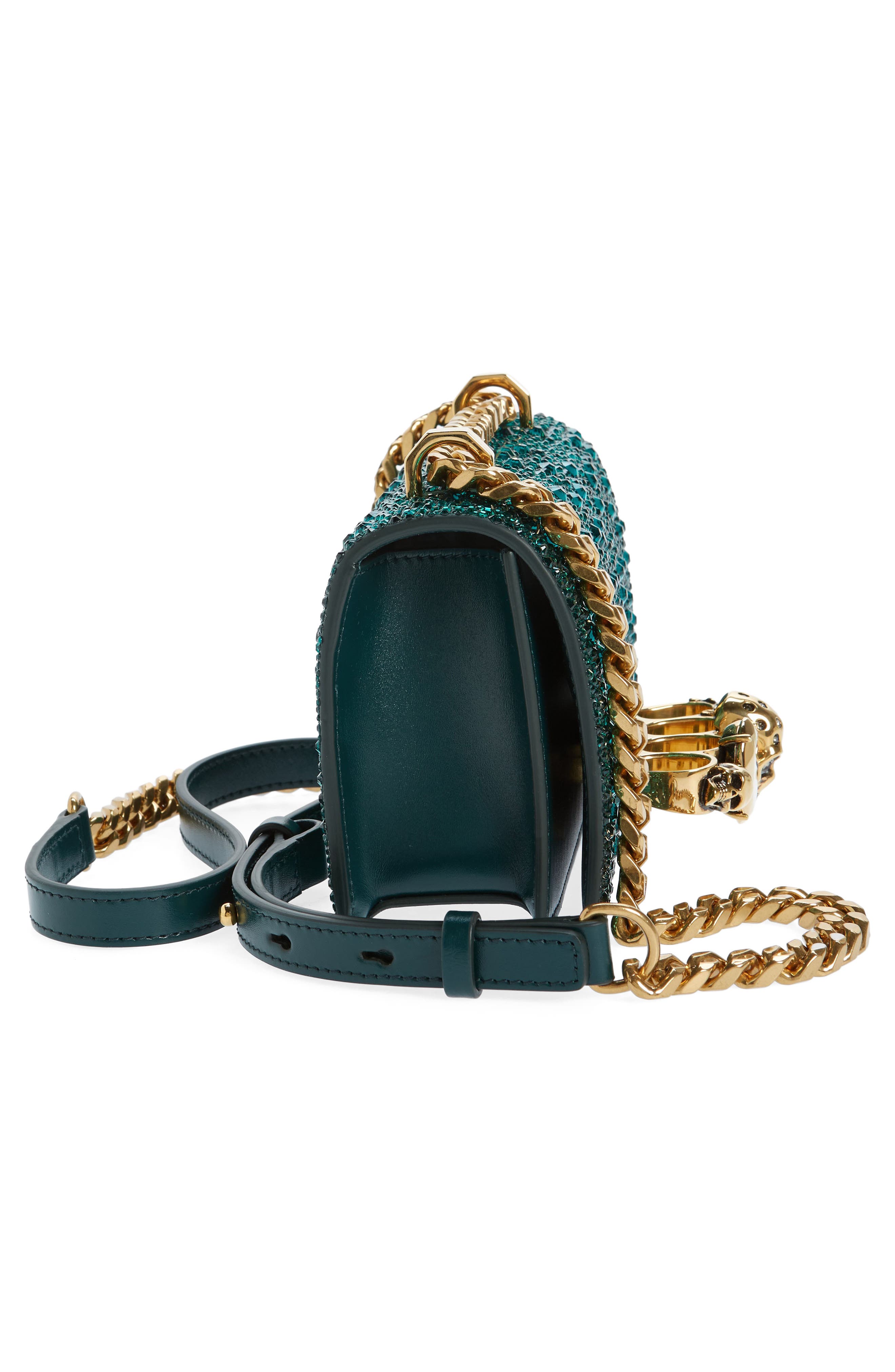 McQueen Mini Jeweled Crystal Embellished Satchel, Alternate, color, 