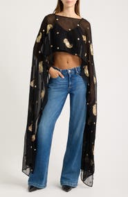 holiCHIC Rimi Embroidered Georgette Cape Top