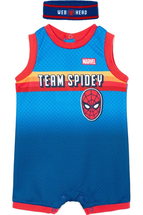 Spider-man Basketball Romper And Headband Set (baby)