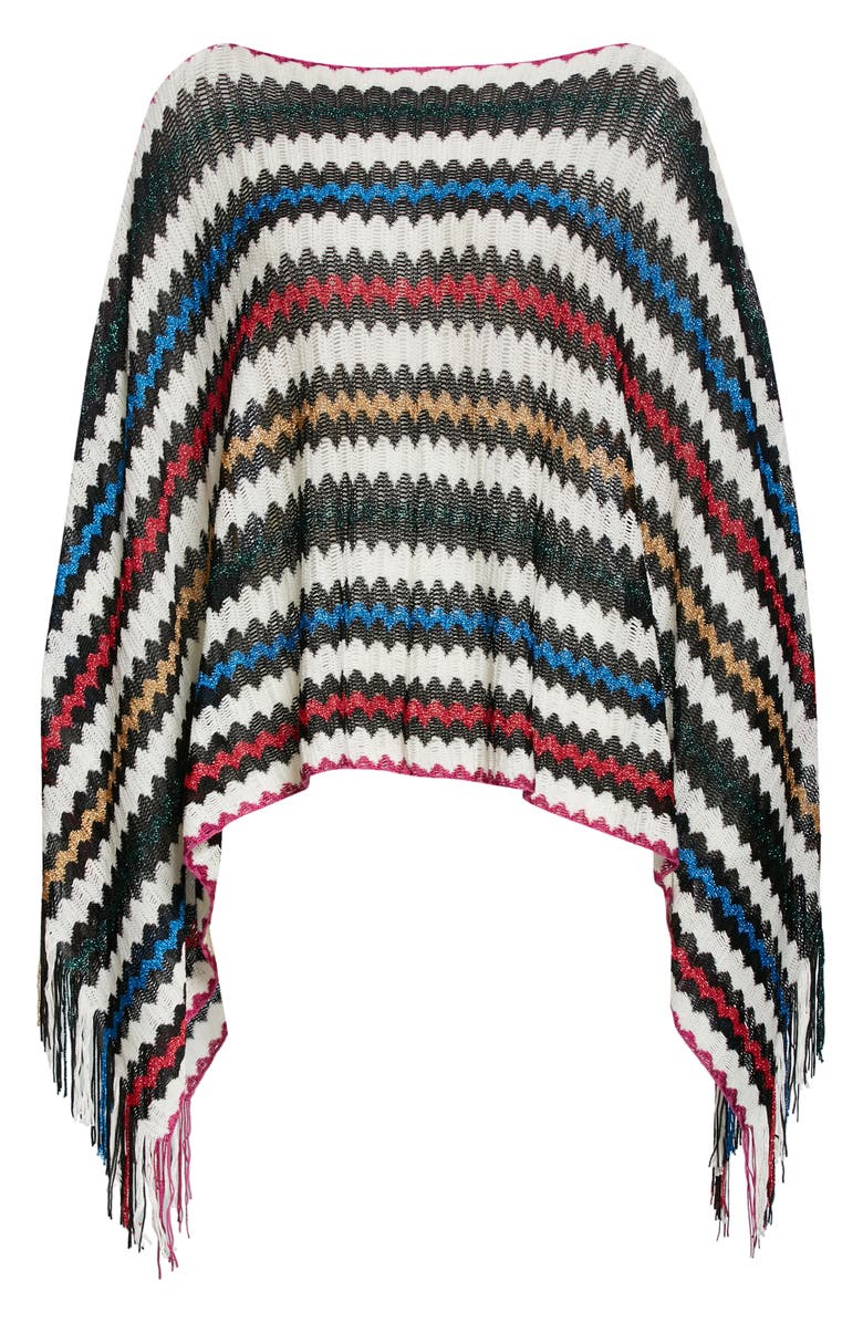 Missoni Metallic Stripe Fringe Poncho, Alternate, color,