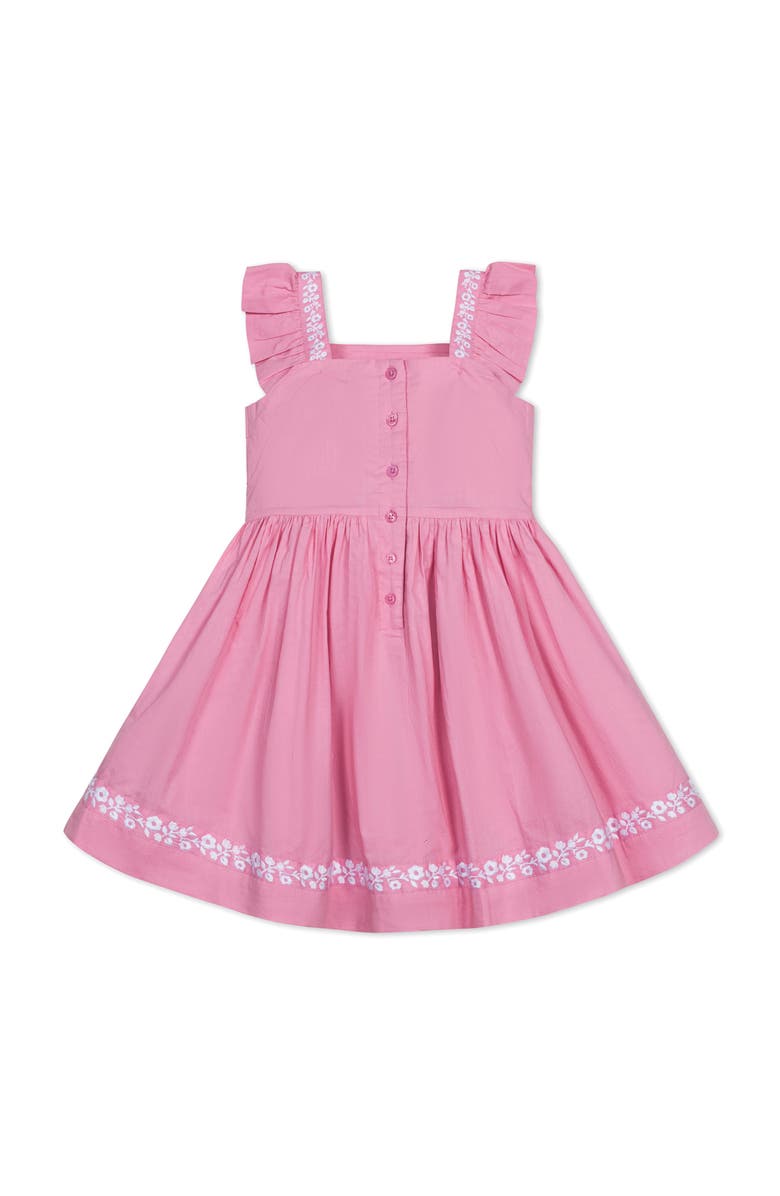 Hope & Henry Girls' Organic Pleated Apron Dress with Embroidery, Toddler, Alternate, color, 