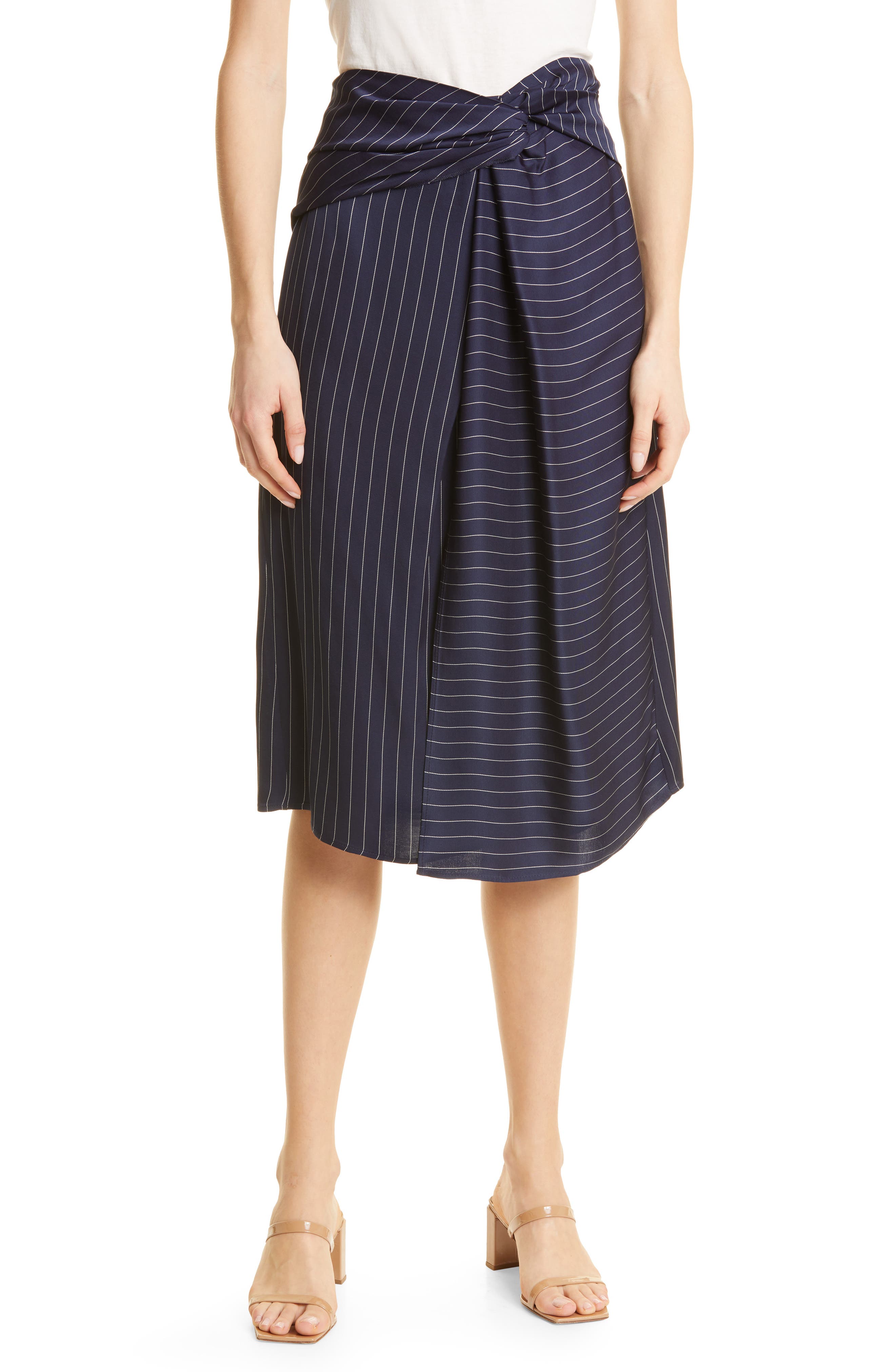 BOSS Vawela Pinstripe Wrap Waist Skirt
