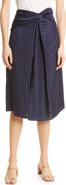 BOSS Vawela Pinstripe Wrap Waist Skirt