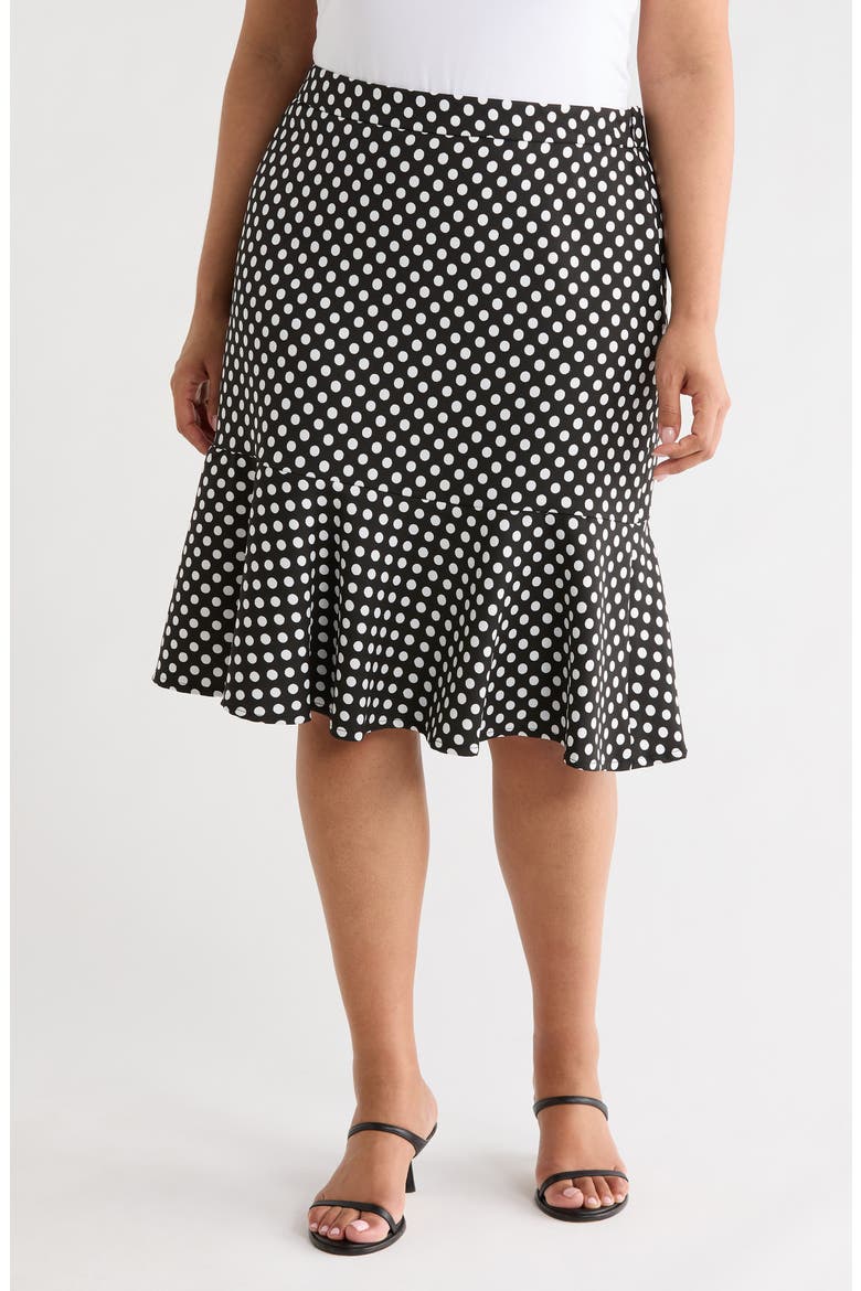 Dot Frill Hem Skirt, Main, color, BLACK/ LILY WHITE