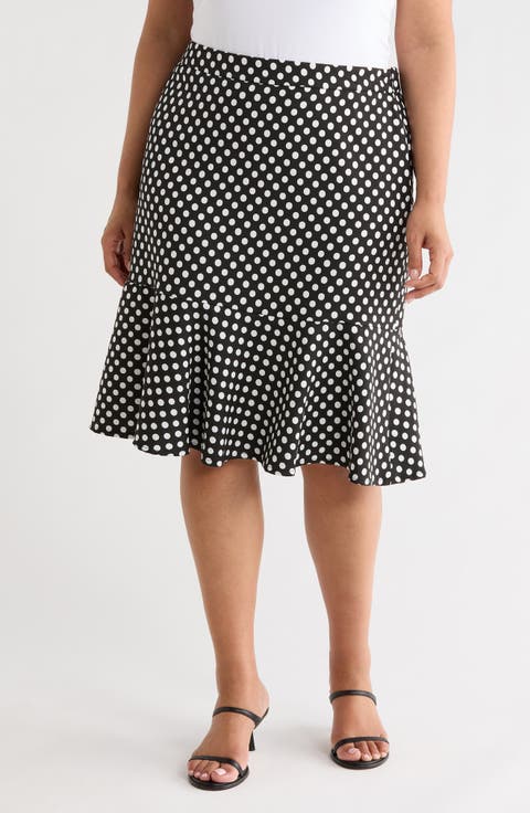 Dot Frill Hem Skirt (Plus)