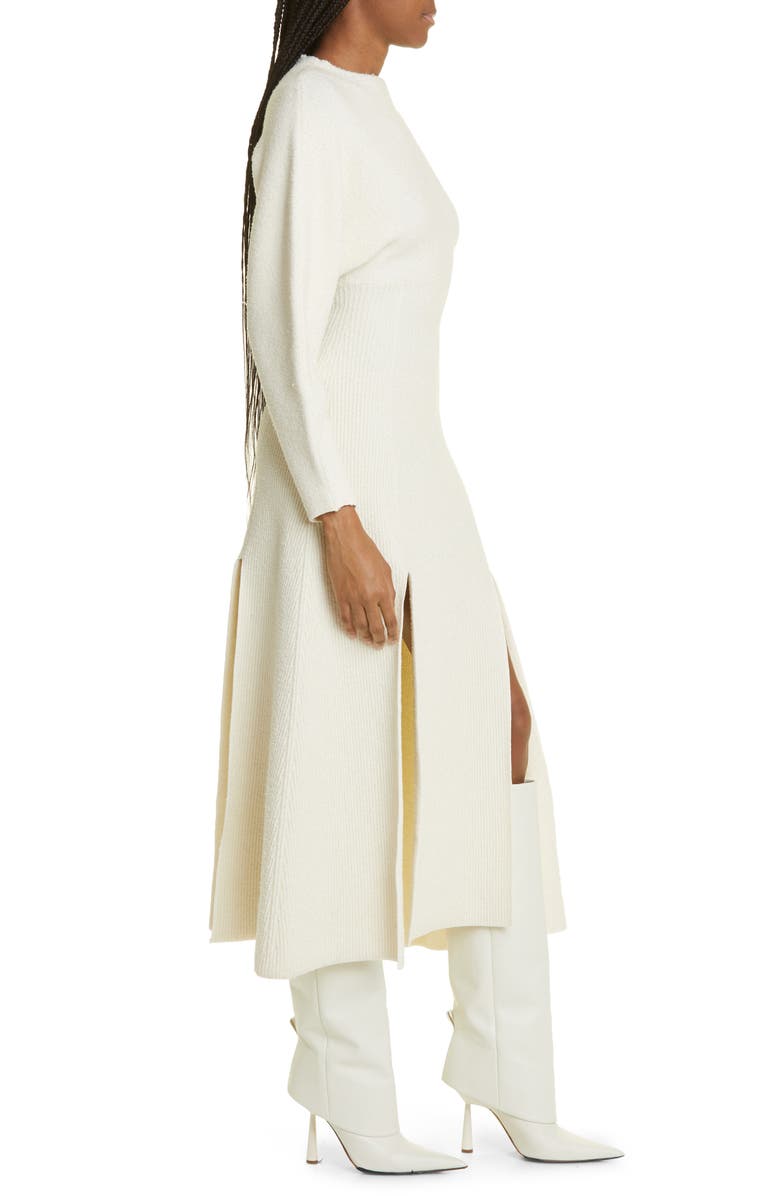 Proenza Schouler Long Sleeve Double Slit Wool Blend Bouclé Sweater Dress, Alternate, color, 