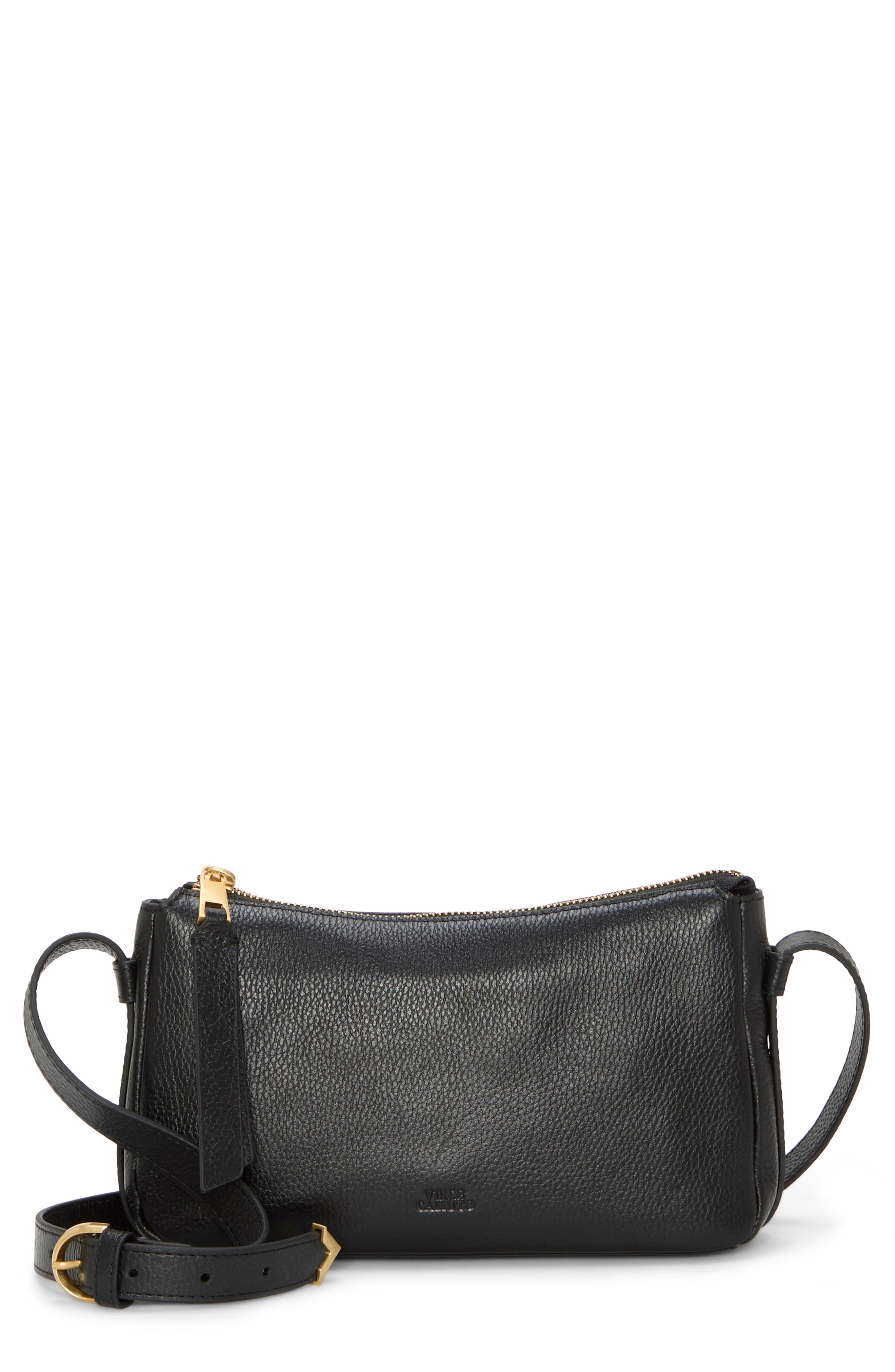 Vince Camuto Noemi Leather Crossbody Bag, Main, color, Black 01