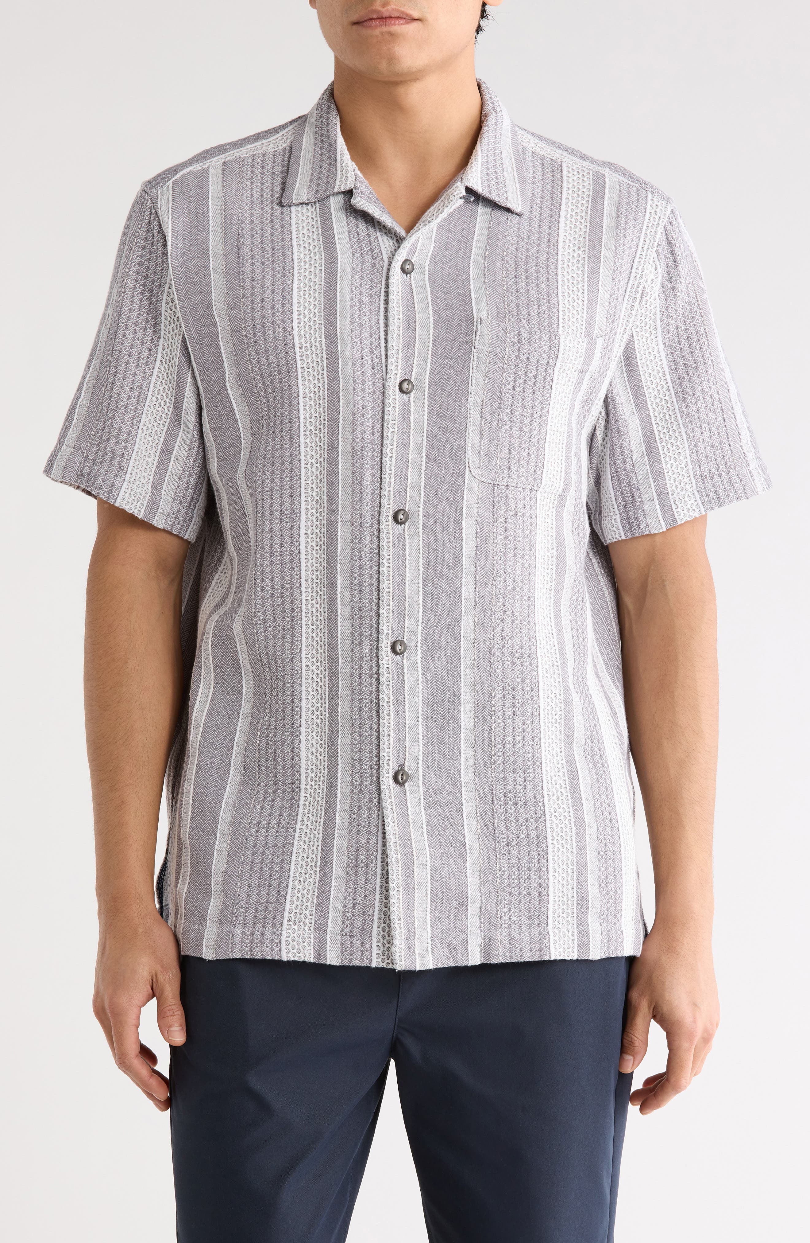 Tommy Bahama Milano Textured Stripe Cotton Camp Shirt