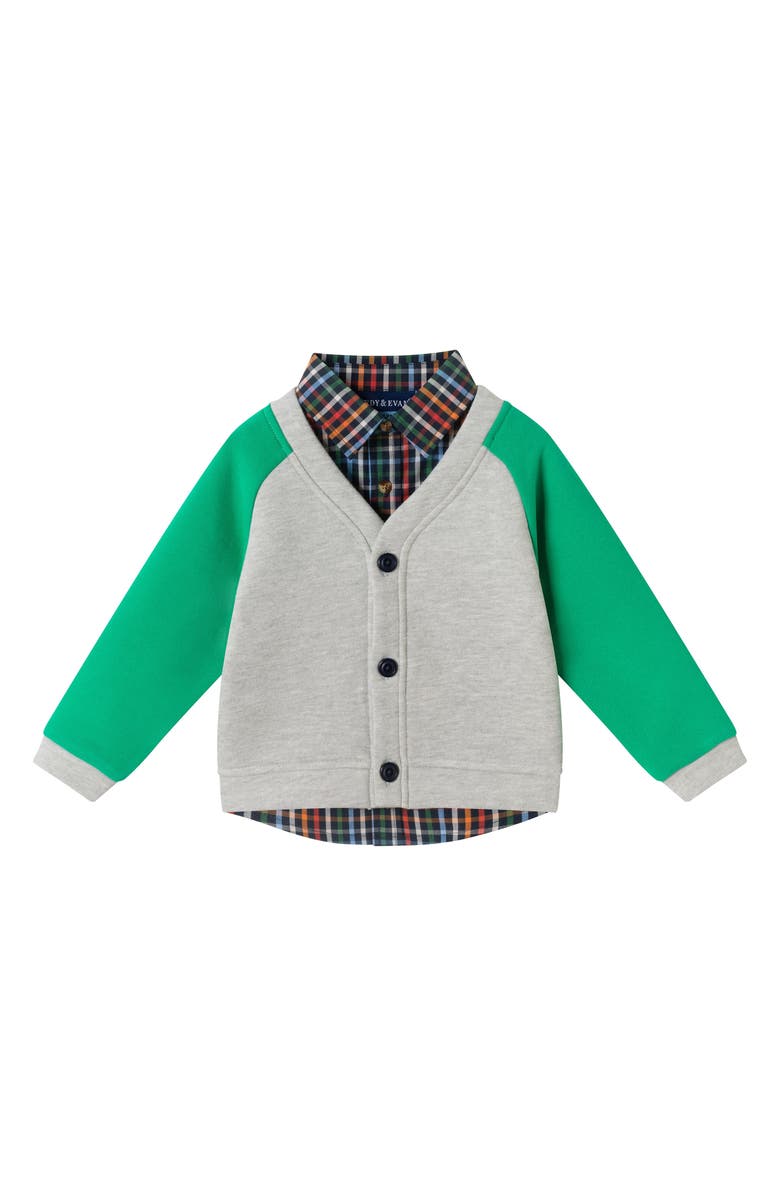 Andy & Evan Kids' Button-Up Shirt, Cardigan & Joggers Set, Alternate, color, Grey Cardigan