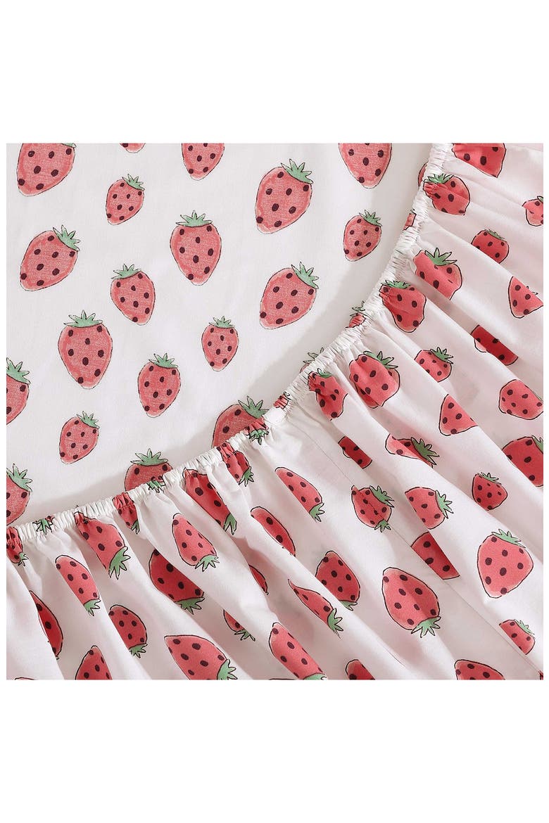 Strawberry Picnic 200 Thread Count Cotton Percale Sheet Set, Alternate, color, PINK