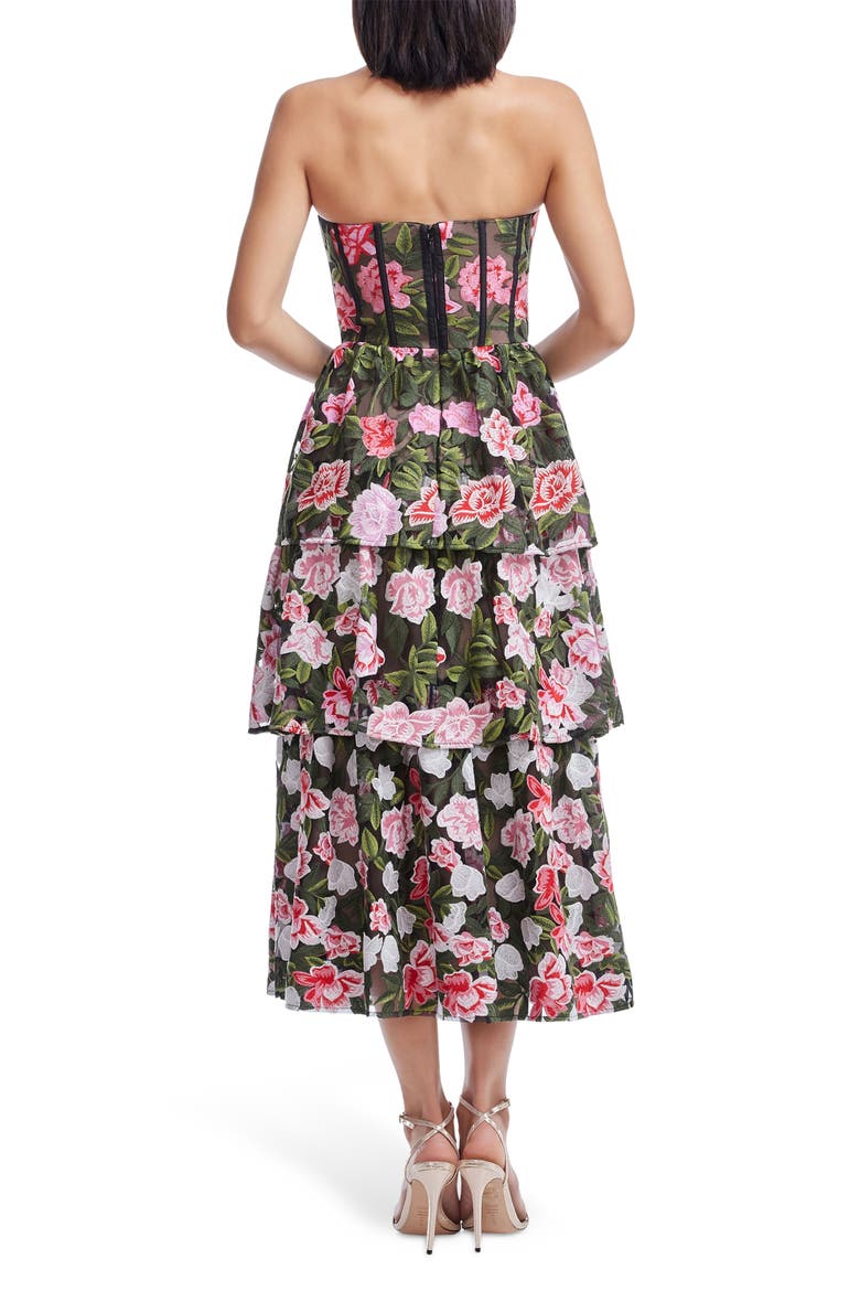 Teigan Floral Embroidered Strapless Cocktail Dress, Alternate, color, PINK ROSE MULTI