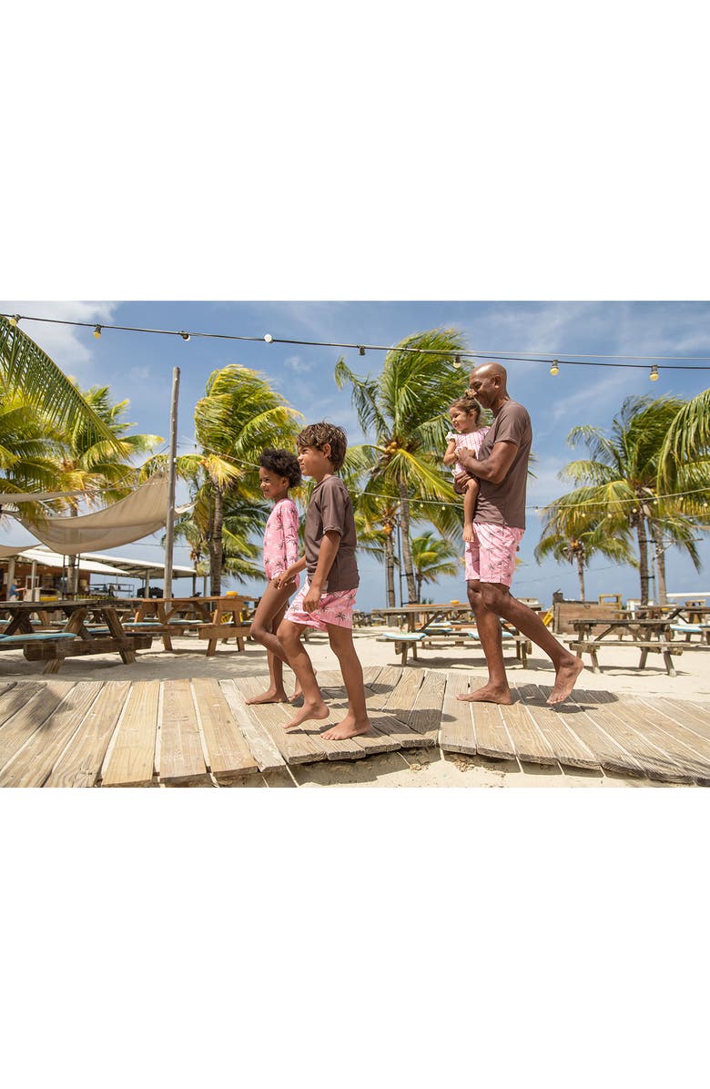 Snapper Rock Kids' Short Sleeve Recycled Blend Rashguard, Alternate, color, Brown