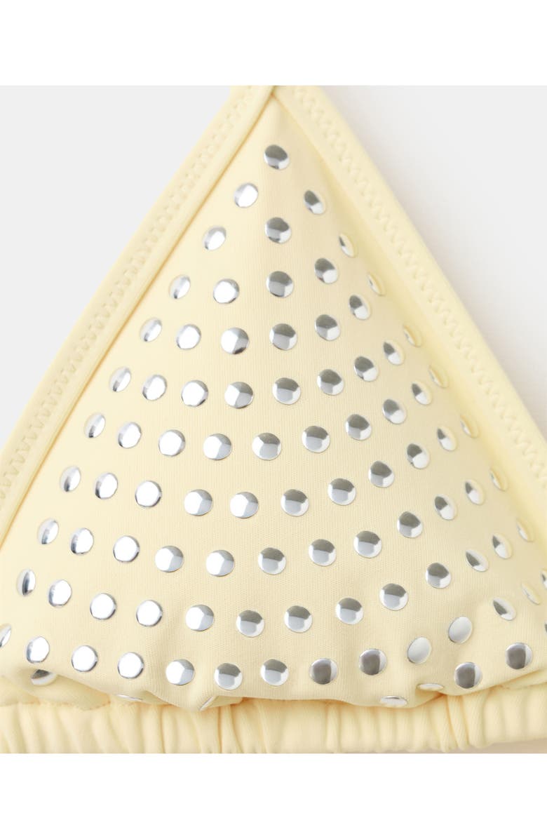 MANGO Studded Triangle Bikini Top, Alternate, color, Yellow