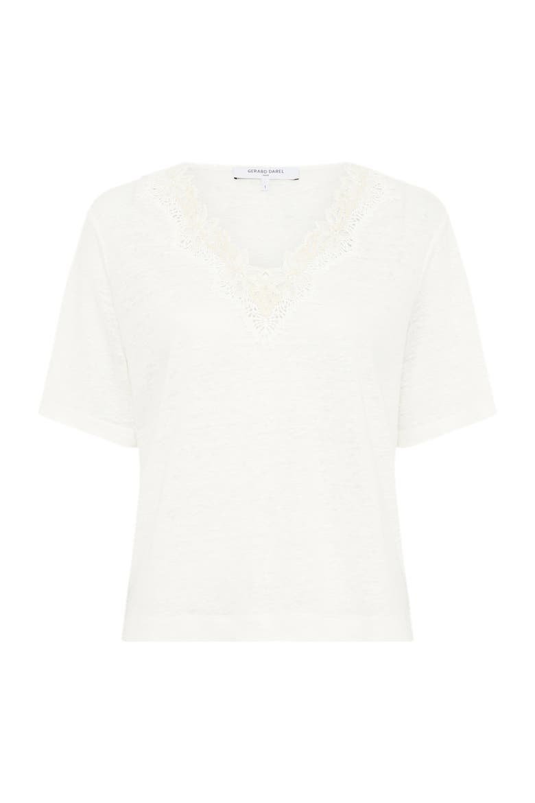 Maevanelle Embroidered V-Neck T-Shirt, Alternate, color, Ecru