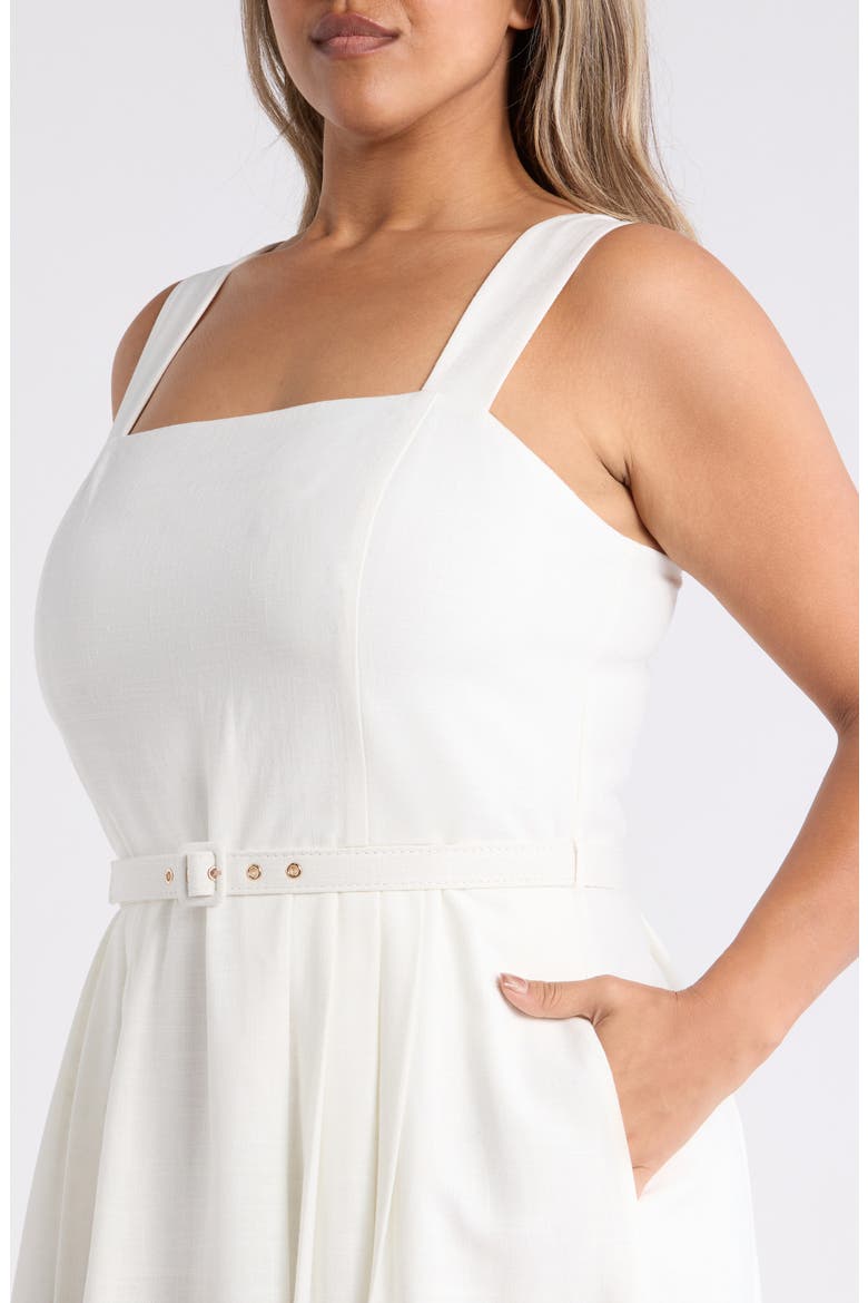 Belted Border Print Midi Dress, Alternate, color, IVORY MULTI