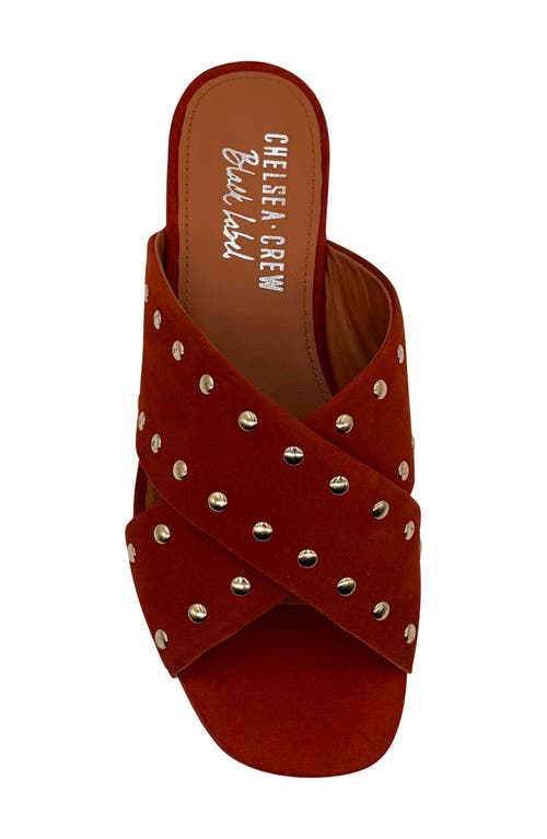 Chelsea Crew Olympia Studded Slide Sandal In Orange Suede