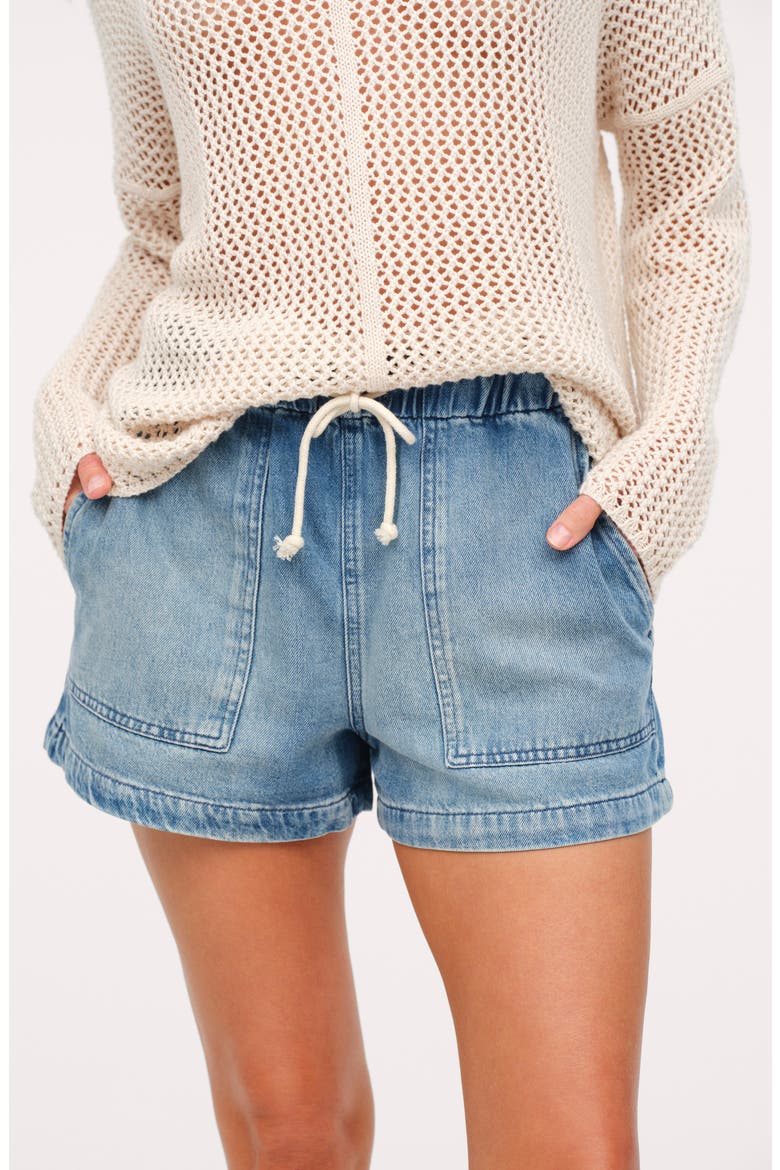 Tie Waist Denim Shorts, Alternate, color, JUNE