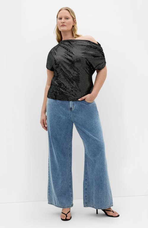 City Chic Shimmy One-shoulder Top In Black