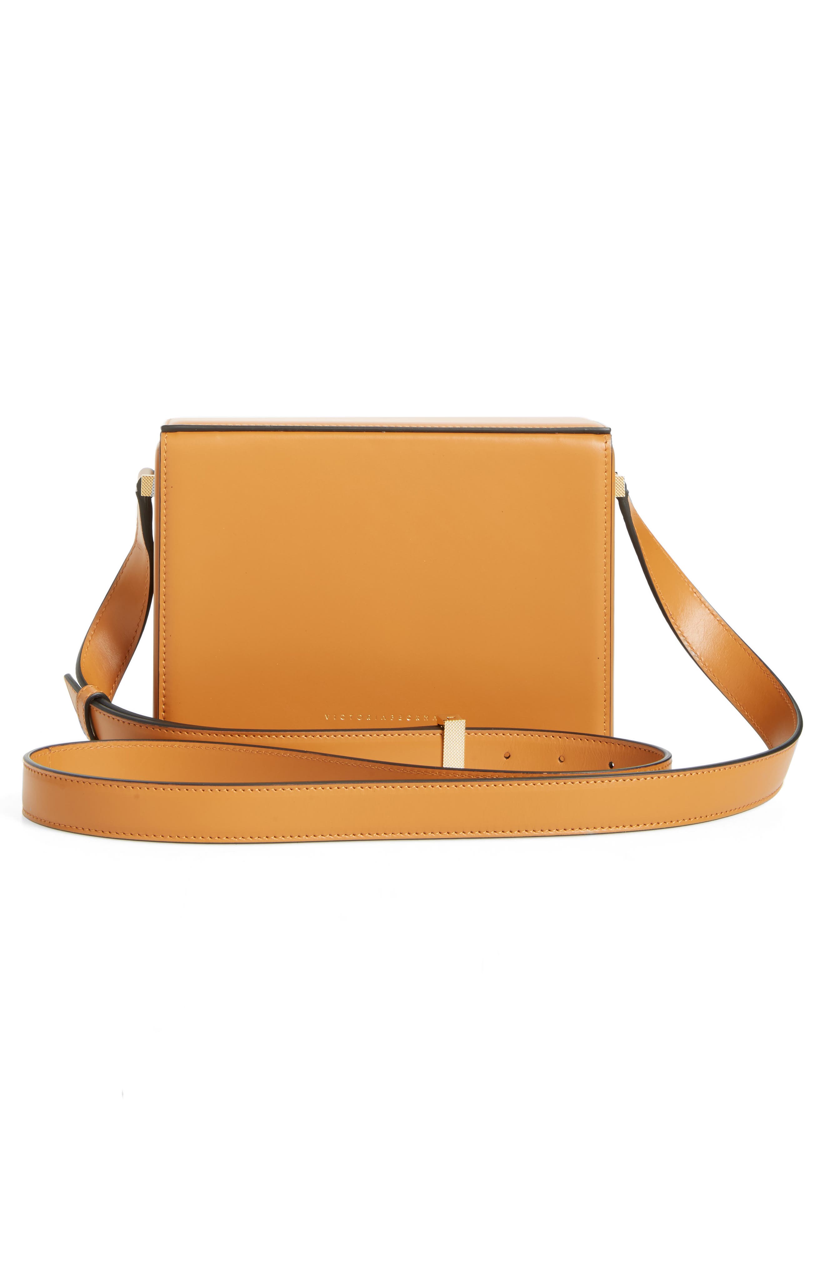 Vanity Calfskin Leather Box Bag, Alternate, color, MUSTARD