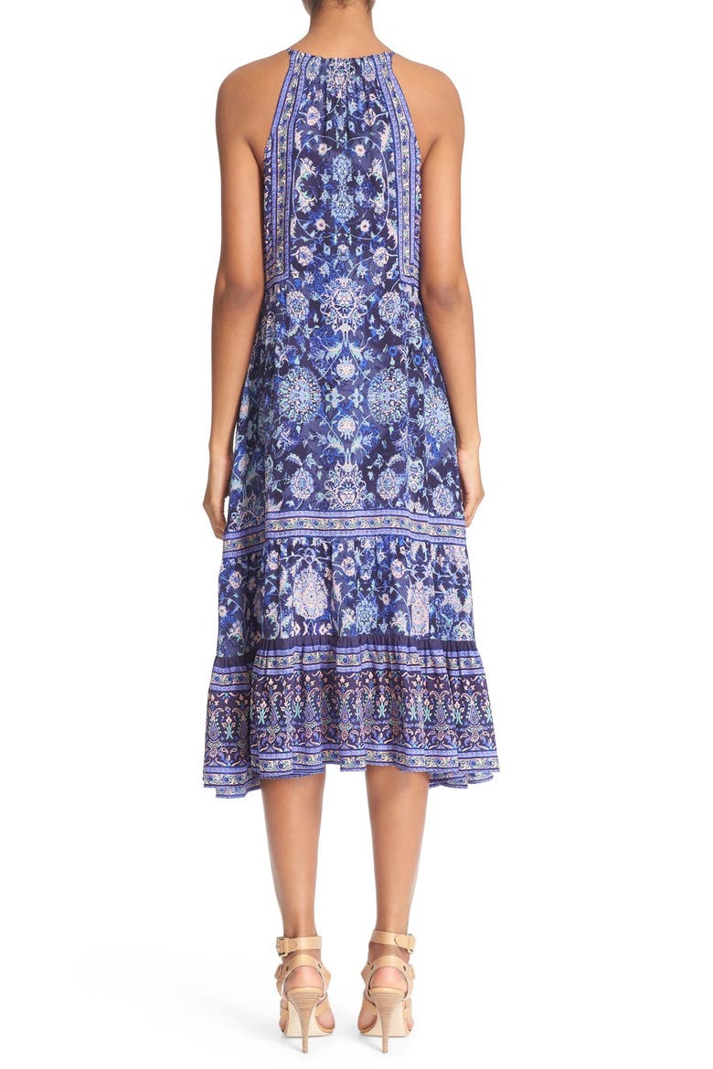 'Dreamweaver' Print Silk Midi Dress, Alternate, color, INDIGO