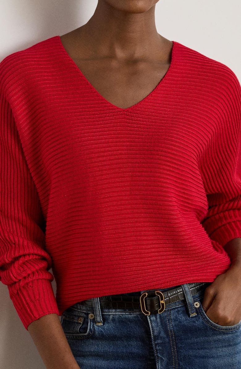 Lauren Ralph Lauren Ottoman Stitch Dolman Sleeve Sweater, Alternate, color, Ralph Red