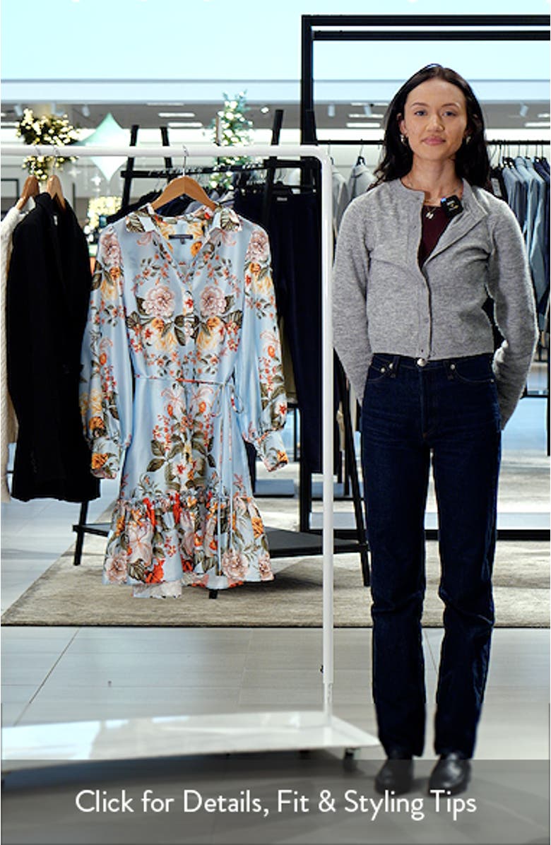 Floral Long Sleeve Satin Shirtdress, sales video thumbnail