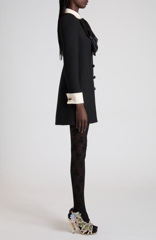 Valentino Bow Detail Long Sleeve Crepe Couture Minidress In Multi