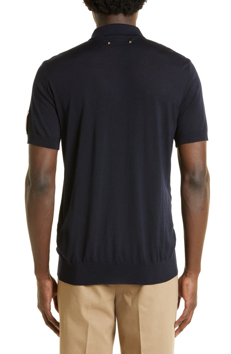 Golden Goose Logo Patch Short Sleeve Virgin Wool Sweater Polo, Alternate, color, 