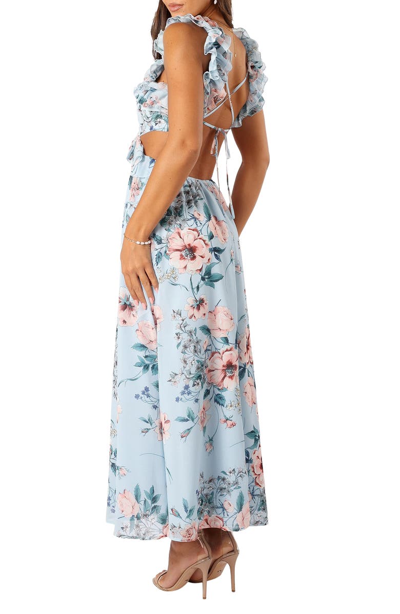 Petal & Pup Lucah Floral Print Ruffle Dress, Alternate, color, Blue Floral