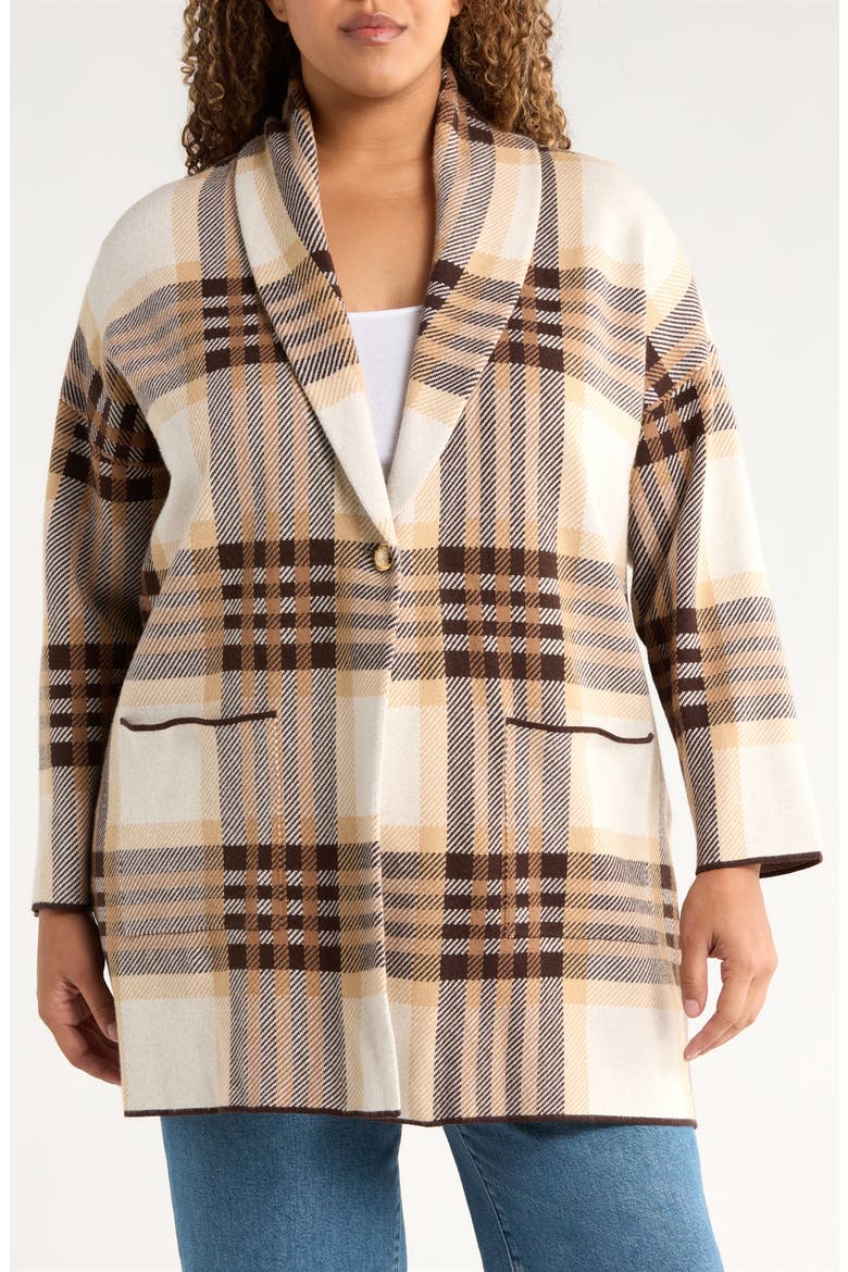 Shawl Collar Sweater Coat, Alternate, color, COFFEE BEAN MULTI