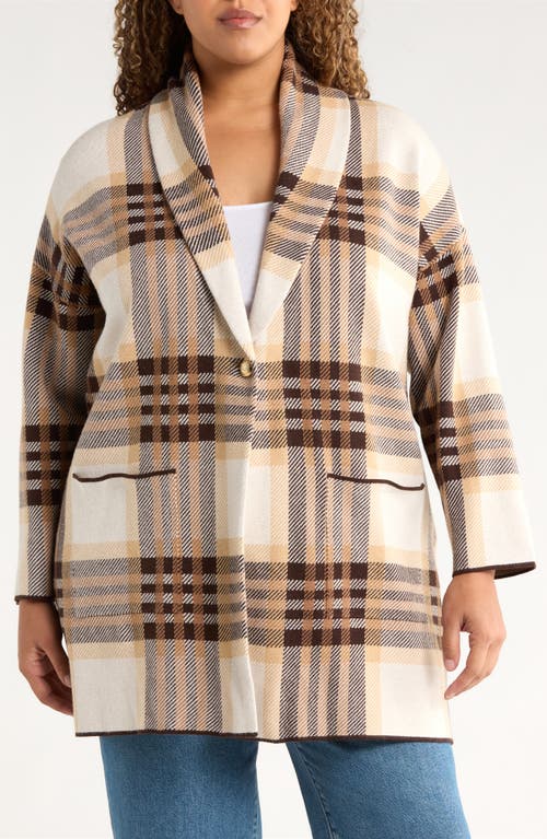 Jones New York Shawl Collar Sweater Coat In Multi