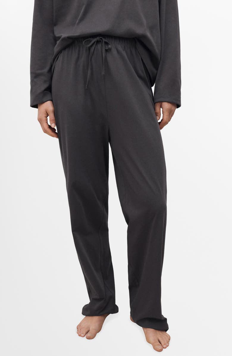 MANGO Plain Cotton Pajamas, Alternate, color, Charcoal