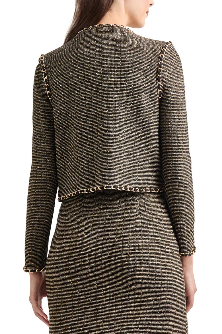 Chain Trim Boxy Metallic Jacket, Alternate, color, BLACK/ GOLD