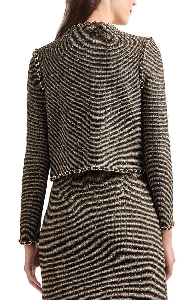 Misook Chain Trim Boxy Metallic Jacket, Alternate, color,